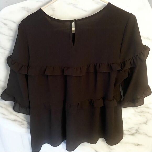 Pleione Black Ruffled Women's Top. Size a medium. NWOT - Picture 3 of 4